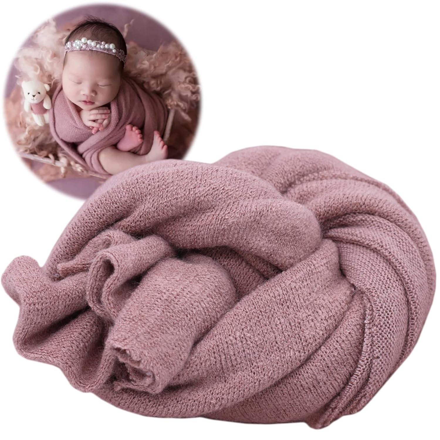 Baby Swaddle Blanket - ทารกแรกเกิดการถ่ายภาพ Props ห่อทารกแรกเกิดถ่ายภาพ Props ชายหญิงวางพื้นหลังยืดถักผ้าห่มสําหรับภาพเด็ก