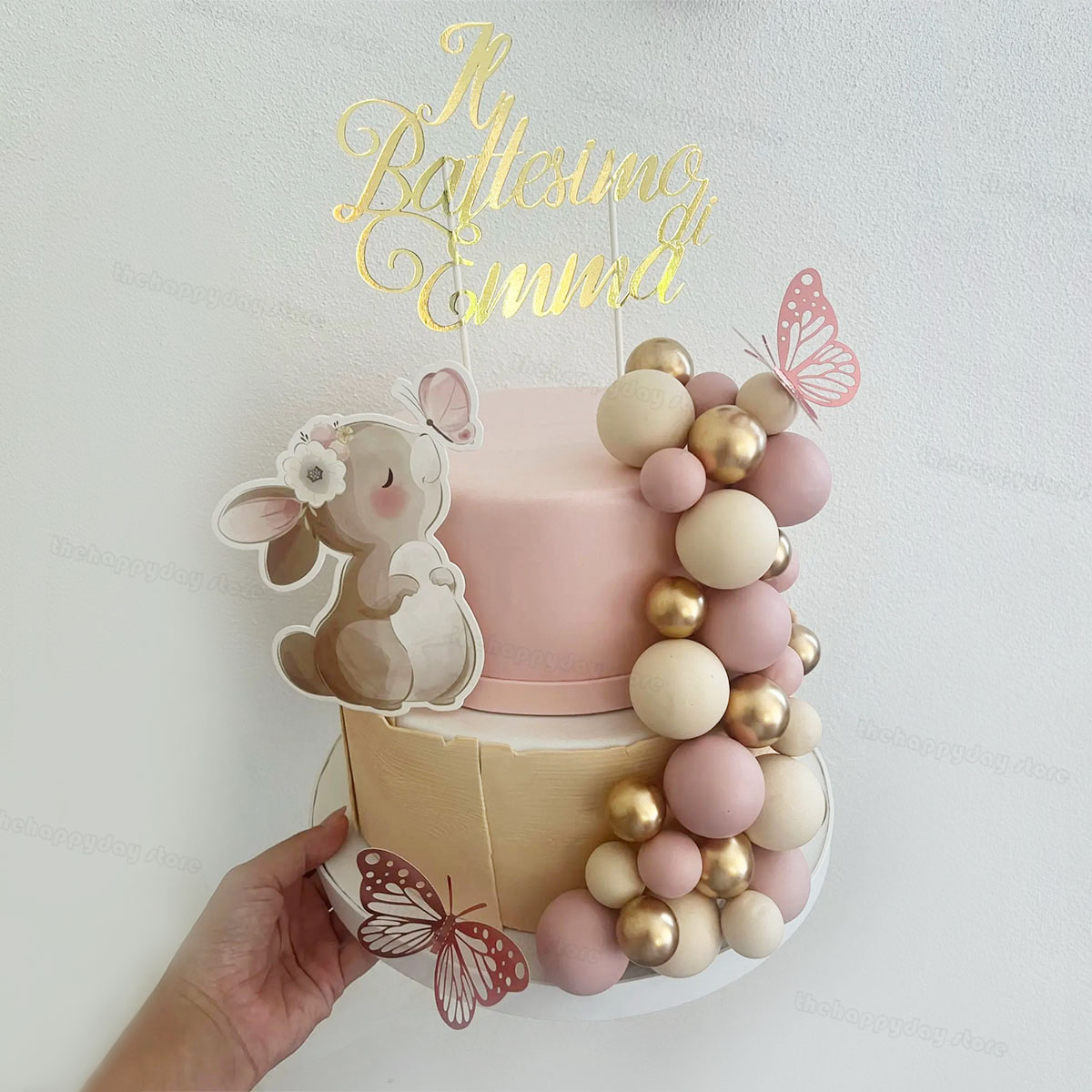 Baby Products Moisturizer - 1 ชุดกระต่ายครีมทองลูกเค้ก Toppers ผีเสื้อกระต่ายตกแต่งเค้กวันเกิดหมีวันเกิด Baby Shower