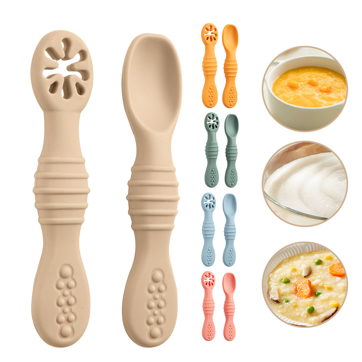 Baby Led Weaning Set - 2 ชิ้น/เซ็ตซิลิโคนเด็กช้อน First Stage เครื่องครัวเด็ก LED