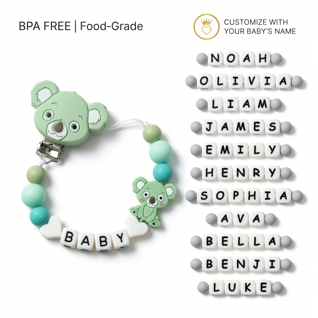 Baby Products Moisturizer - คลิปหนีบจุกนมหลอกซิลิโคน สายคล้องจุกนมหลอก ปรับแต่งชื่อได้ ปลอดสาร BPA สายรัดจุกนมหลอกสำหรับเด็กทารก