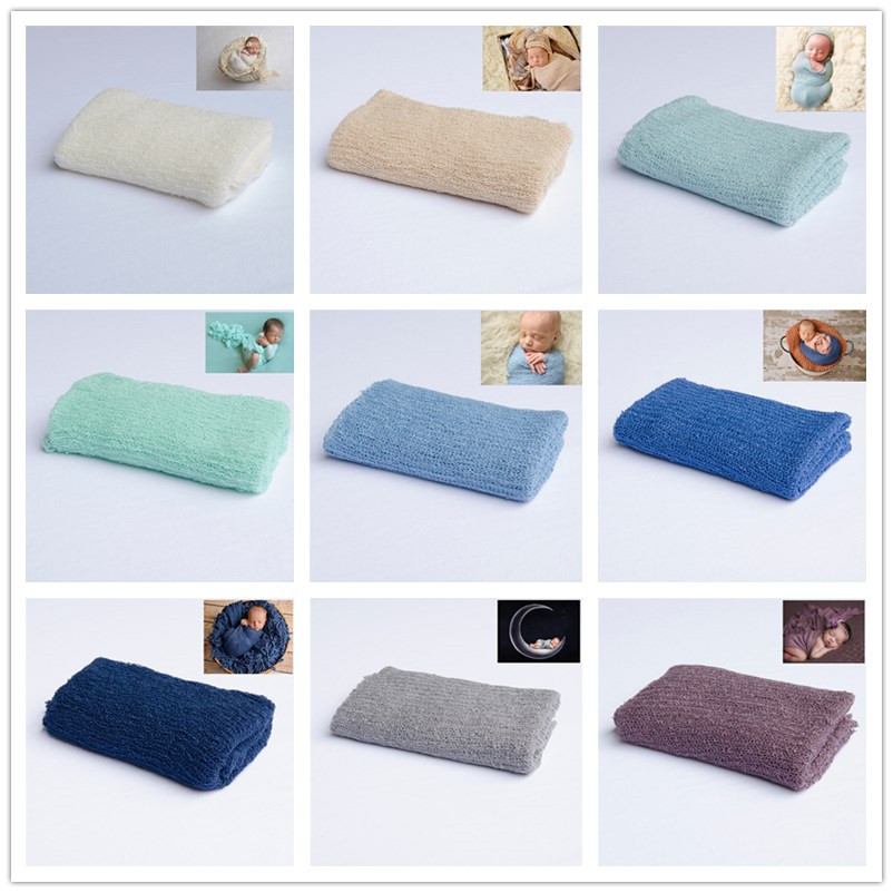 Baby Swaddle Blanket - ทารกแรกเกิดการถ่ายภาพ Props ถักผ้าห่มเด็กนุ่มยืด Swaddling สตูดิโอถ่ายภาพตะกร้า Photo