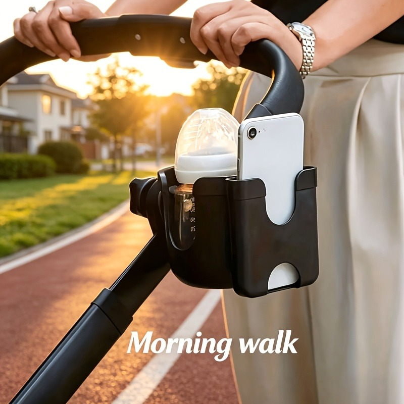 Stroller Accessories - ที่วางแก้วน้ำแบบ 2-in-1 สำหรับรถเข็นเด็กพร้อมที่วางโทรศัพท์, ที่วางขวดน้ำอเนกประสงค์สำหรับจักรยาน รถเข็นคนพิการ และรถเข็นเด็ก