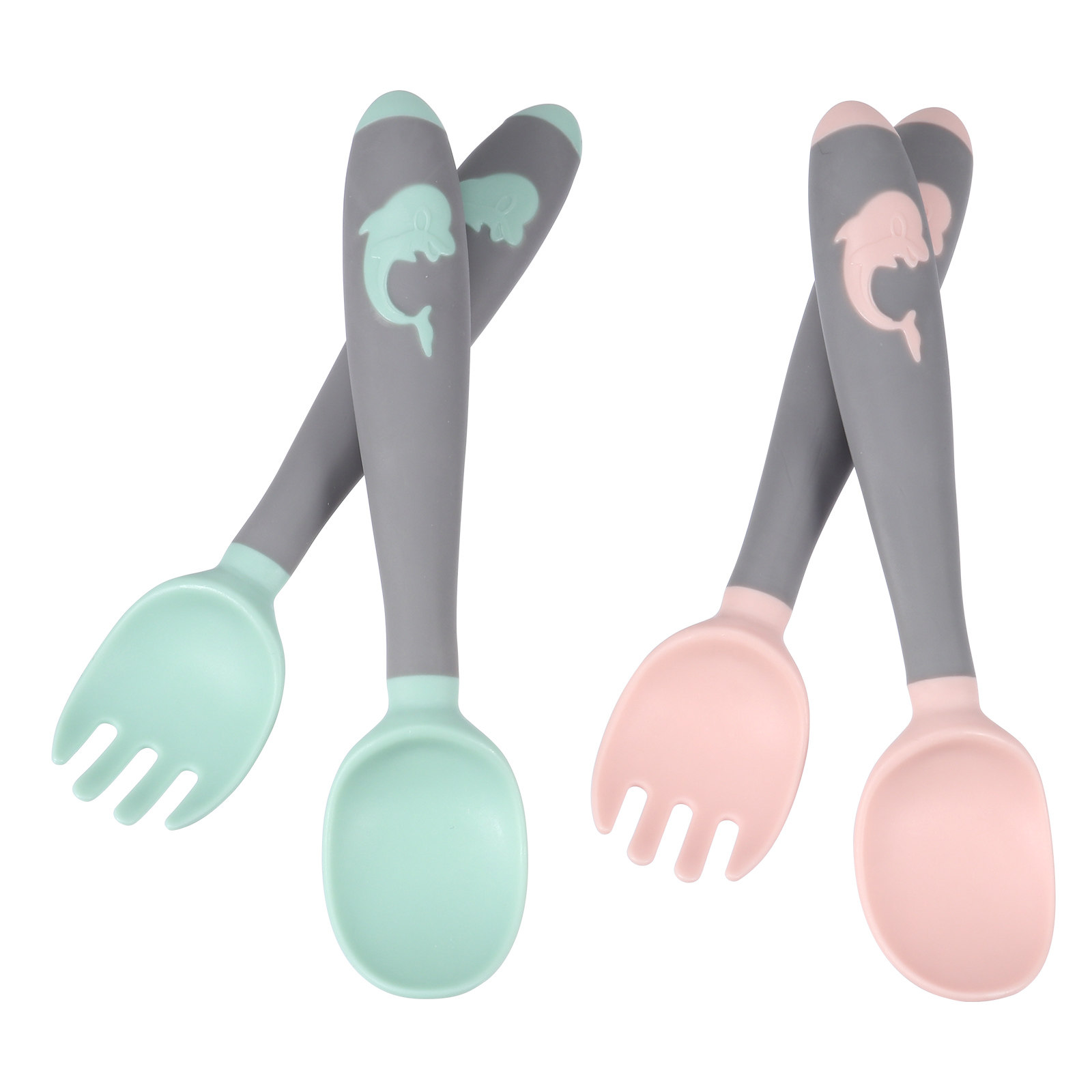 Baby Led Weaning Set - ชุดช้อนป้อนอาหารเด็ก ช้อนส้อมซิลิโคน ฮาโลวีน คริสต์มาส เด็กผู้ชาย เด็กผู้หญิง