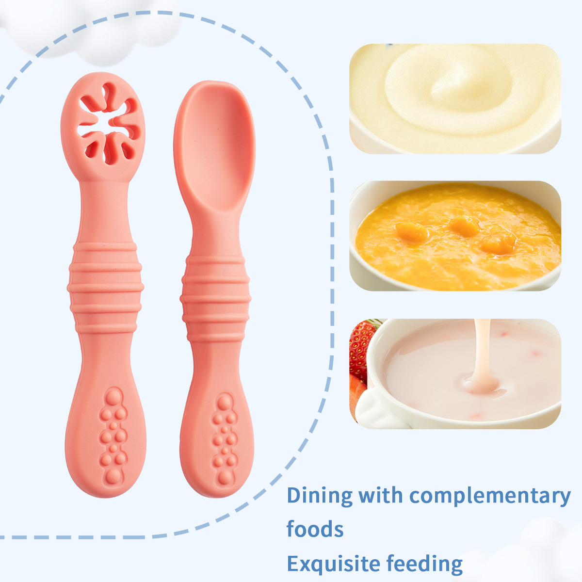 2 ชิ้น/เซ็ตซิลิโคนเด็กช้อน Fir - Baby Led Weaning Set บทวิจารณ์และราคา