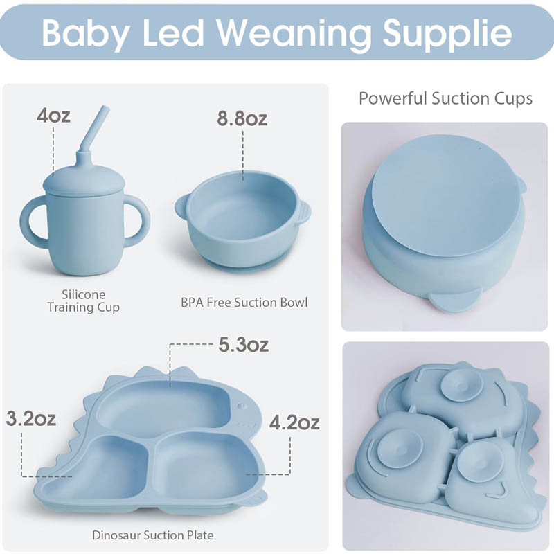 จานอาหารไดโนเสาร์สำหรับเด็กทำจ - Baby Led Weaning Set บทวิจารณ์และราคา