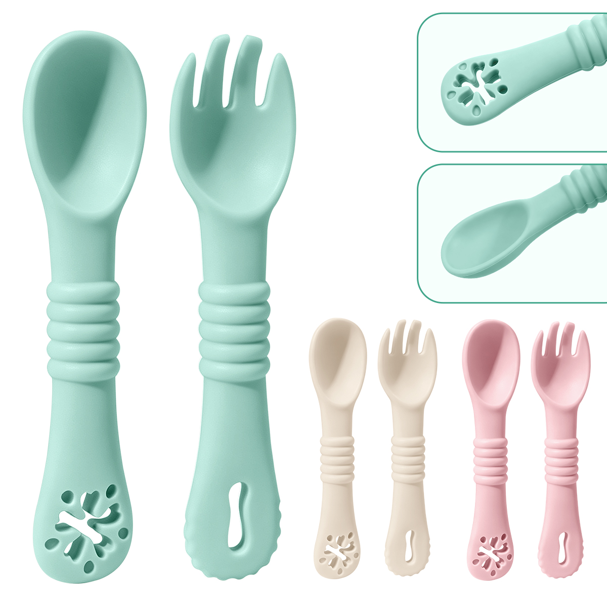 2 ชิ้น/เซ็ตซิลิโคนเด็กช้อน Fir - Baby Led Weaning Set บทวิจารณ์และราคา
